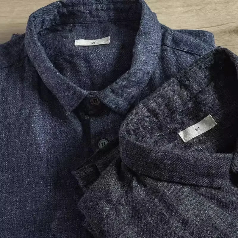 Свободный крой Long Sve, хлопок и лен, мужской модный брендовый весенне-осенний большой размер 36, модный топ, повседневная одежда