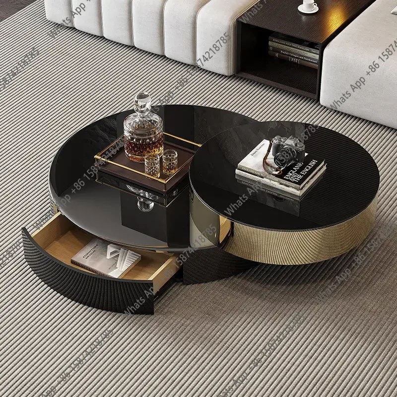 N65 Italian light luxury coffee table post-modern high-end living room creative rotatable small apartment double-layer minimalis
