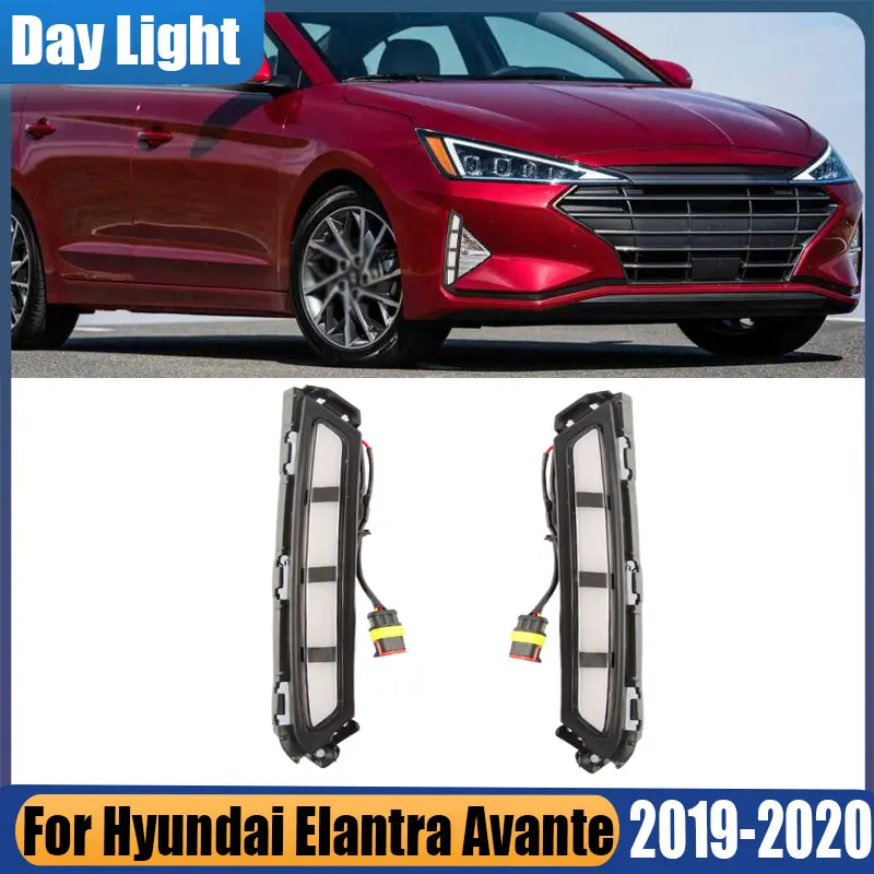 

For Hyundai Elantra Avante 2019 2020 Car Accessories Led DRL Daytime Running Light Dynamic Turn Signal Lamp Fog Lamp Assembly