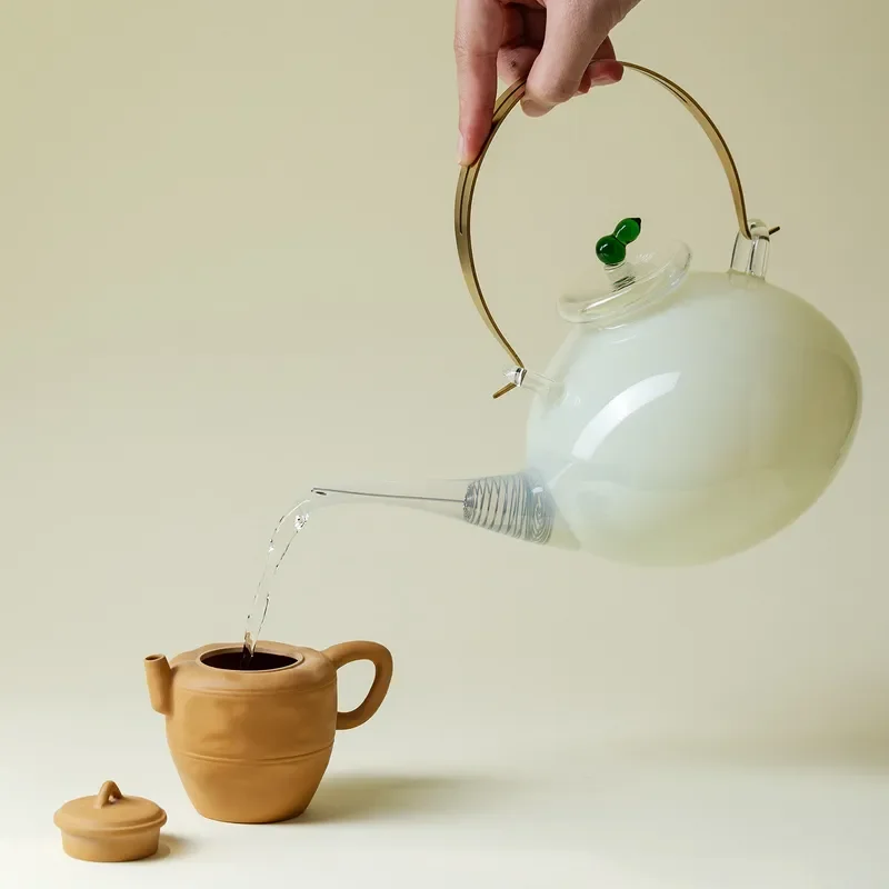 High Borosilicate Glass Tea Kettle Electric Ceramic Stove Heating Pot Ice Jade Beam Design Health Teapot for Home Office Use
