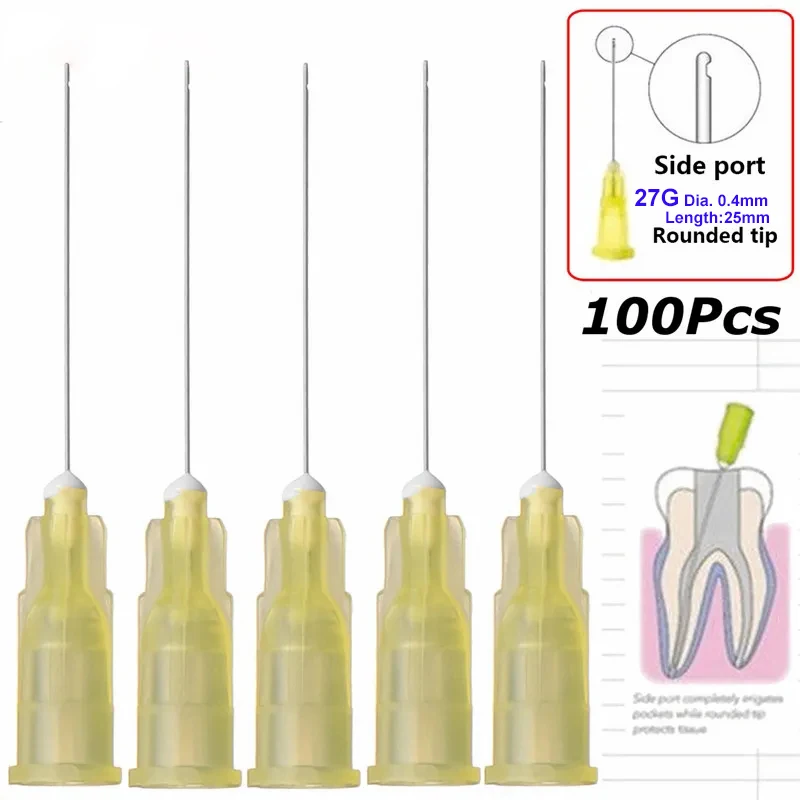 100pcs/bag Dental Endo Irrigation Needle Tip 27G 30G Dental Root Canal Lateral Water Irrigation Needle Diameter 0.3/0.4/0.5mm