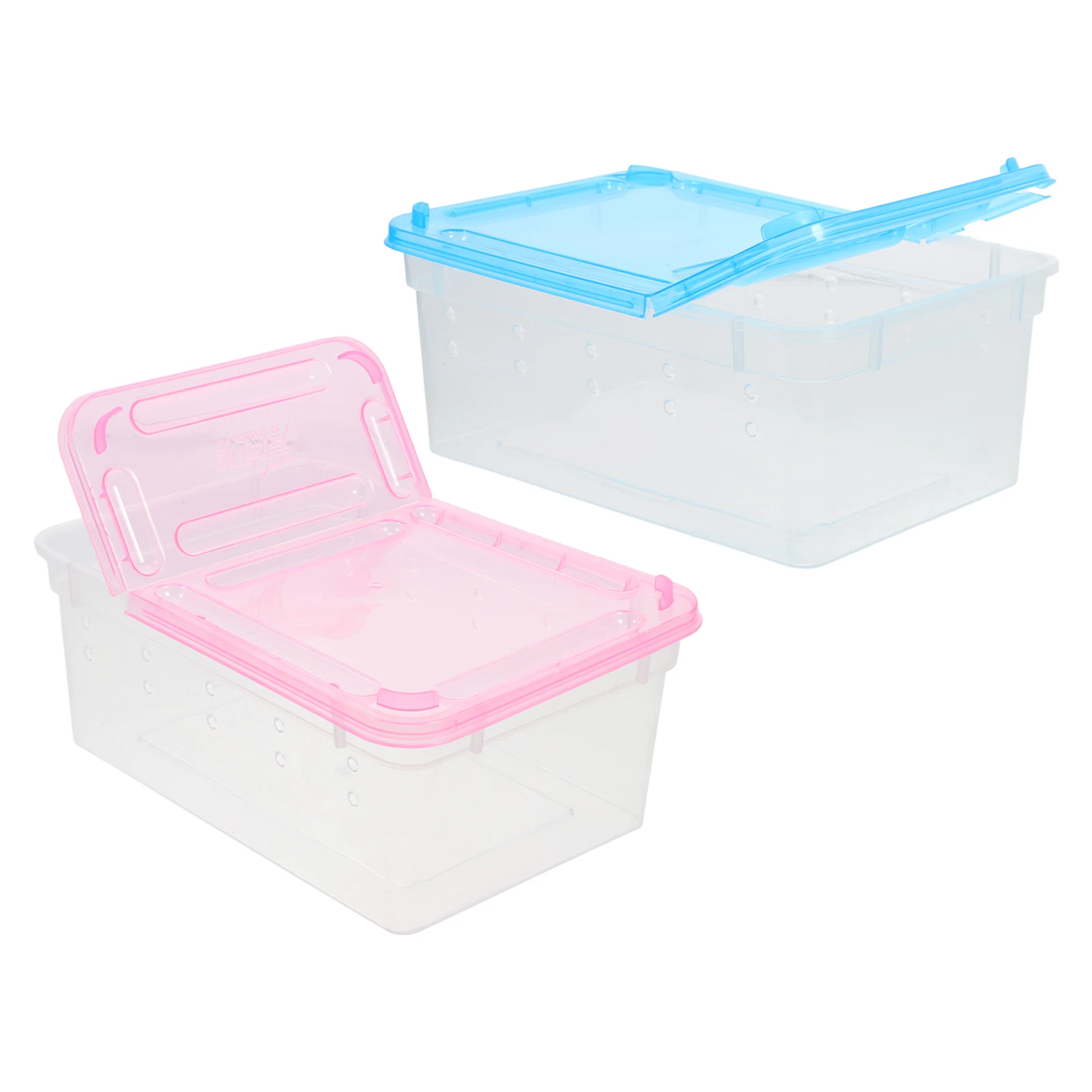 

2 Pcs Baby Feeding Box Lightweight Portable Reptile Enclosure Snake Cage Incubator Pet Terrarium Lizard Carrier