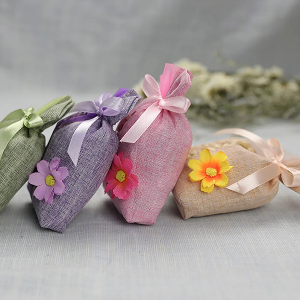 Beautiful Flower Drawstring Sachet Pouches for Lavender Herbs Spice Tea Small Food Gift Bags (Various Colors)