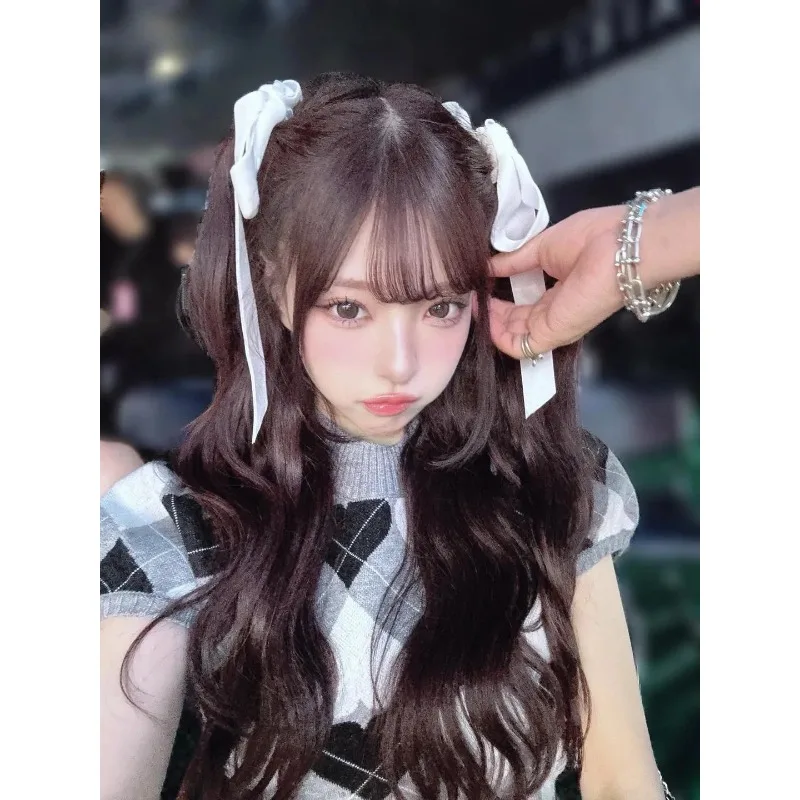 

Autumn Winter Sweet Girl Japanese Style Heart Plaid Slim Knitted Short Sleeve Top and Patchwork Bodycon Short Skirt Set