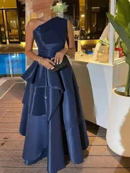 Elegant One Shoulder Saudi Arabian Formal Evening Dress Long Taffeta Women's Off the Shoulder Party Ball Dress 2024