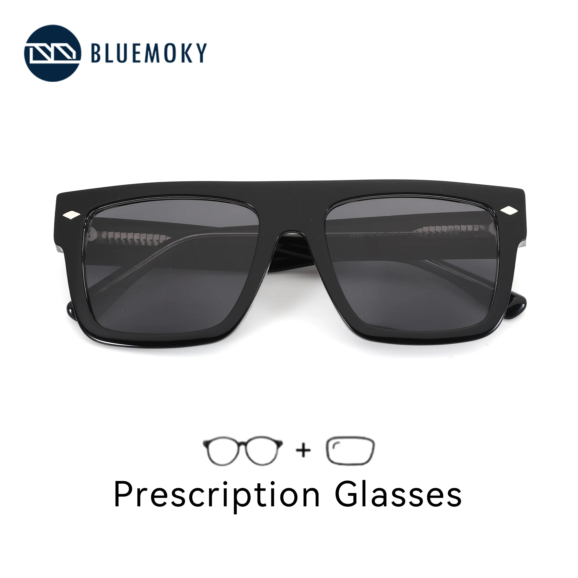 

BLUEMOKY M Size Stylish Square Polarized Prescription Sunglasses For Men UV400 Handmade Acetate Progressive Optical Sun Glasses