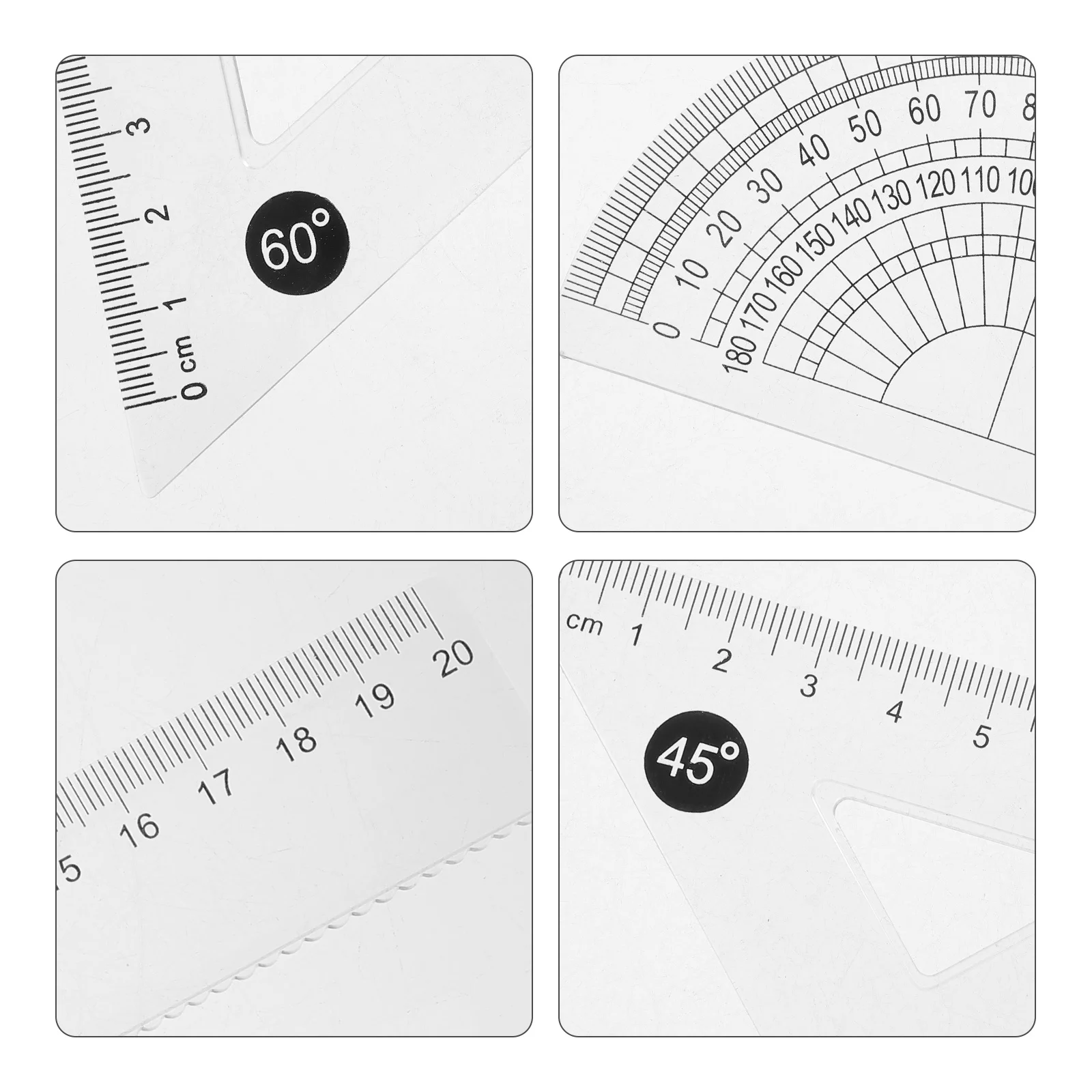 1Set Geometry Drawing Ruler Geometry Tool Multi Functional Drafting Tool School Supply Drawing Accessory Protractor