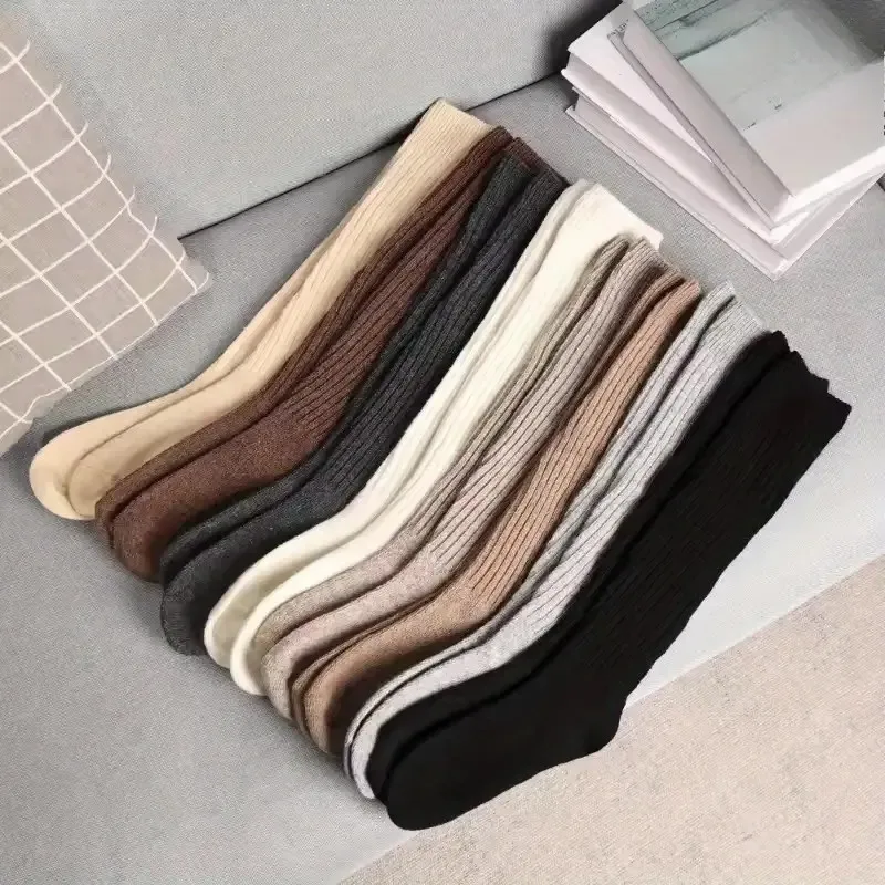 1/5 Pairs Frauen Herbst Winter Warme Dicke Einfarbig Waden Socken Modische Seite Streifen Abnehmen Weiche Bequeme Casual Socken – Detail 4