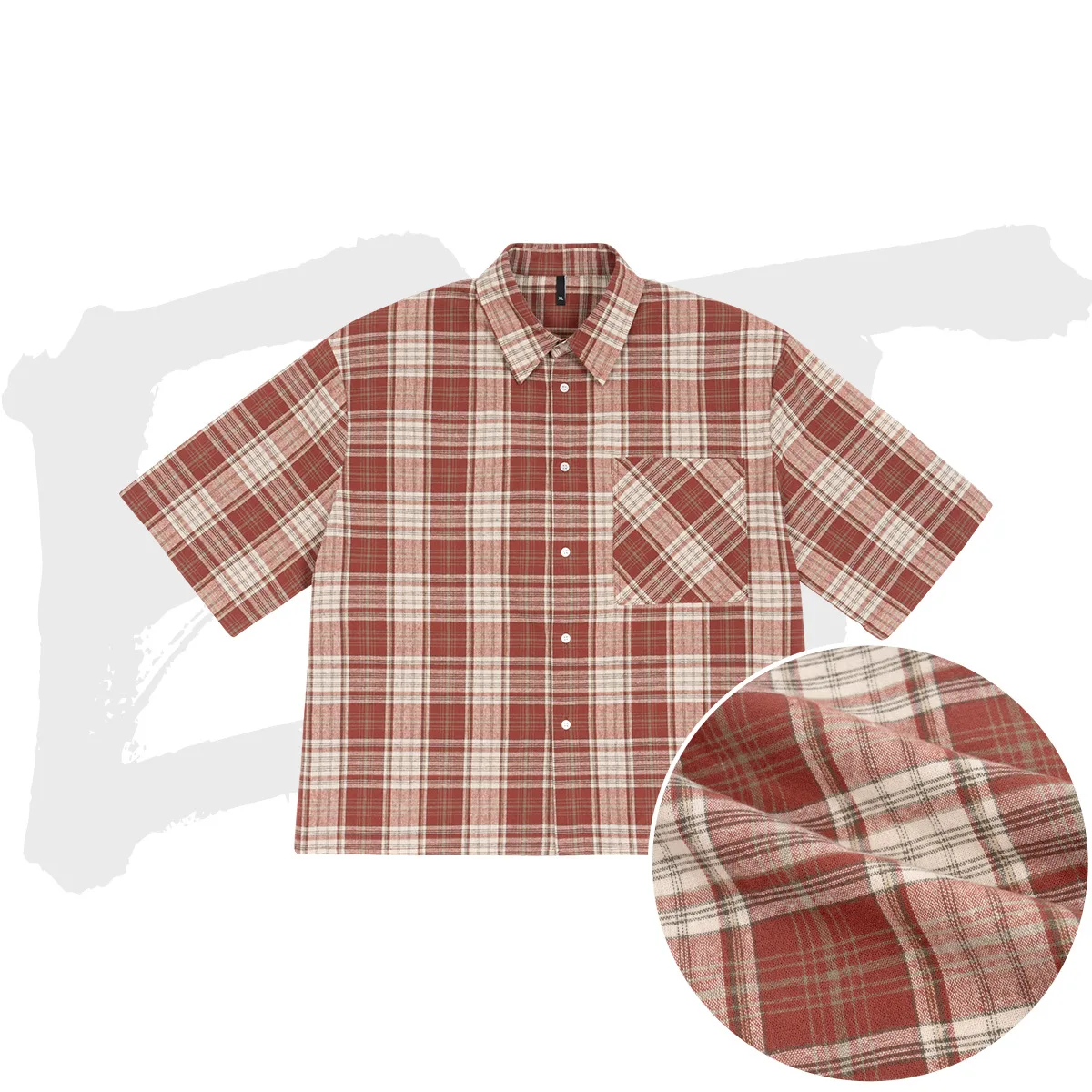 Men's clothing High quality loose popular short grids shirt casual fashion cardigan button short sleeve shirt