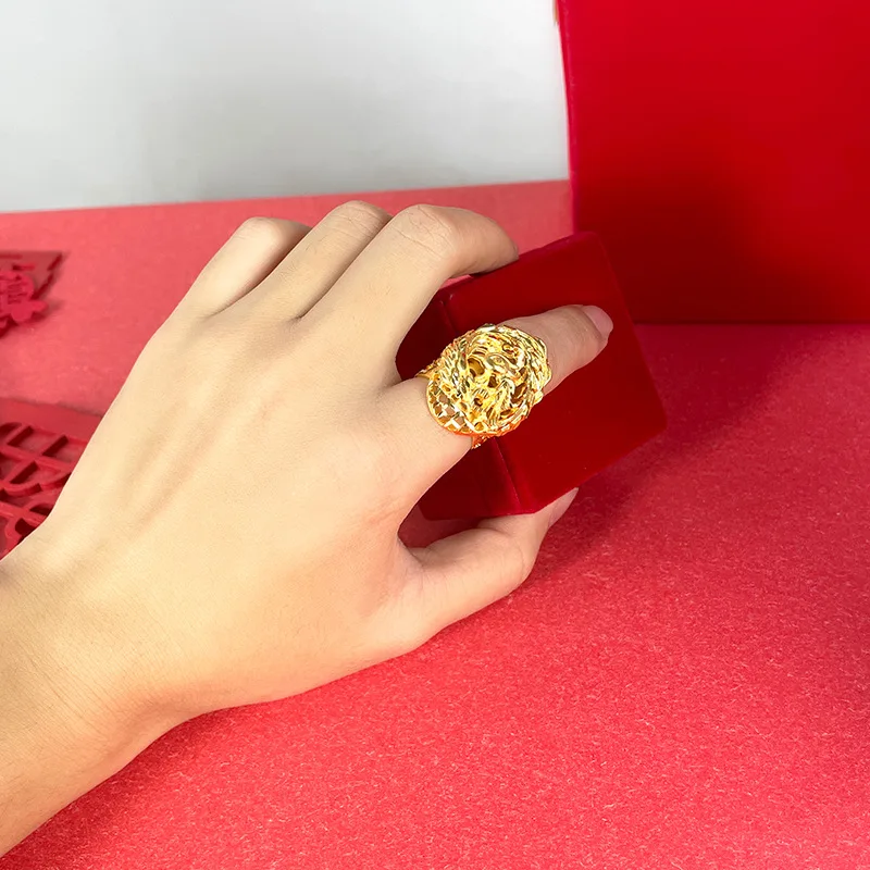 

Gold Shop Same Style 9999 24K Real Gold Women's Gold Ring Open Phoenix Ring Birthday Gift Beautiful Jewelry