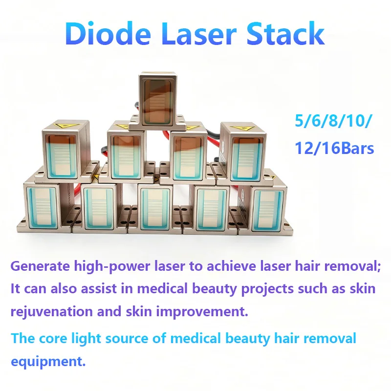 808nm Dioden-Reparatur-Laserbarren-Stack mit 250W, 300W, 400W, 500W, 600W, 800W für schnelle Haarentfernung