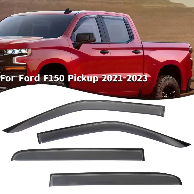 

4Pcs Built-In Sunshield Window Deflector Rain Cover Window Vent Visor Deflector Car Rain Shield for Ford F150 Pickup 2021-2023