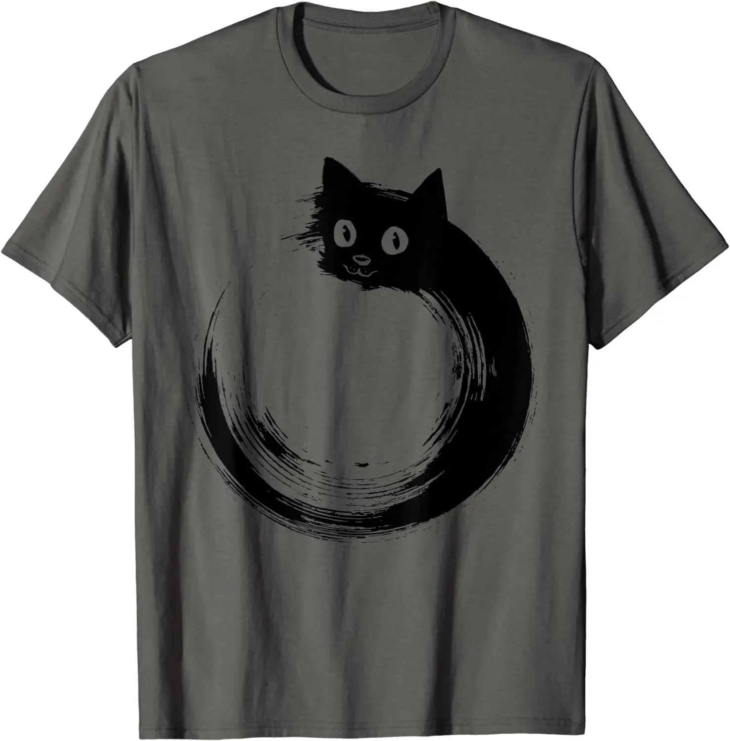 Cheavyweight streetwear anime  clothes  Cute Cat Zen Circle Meditation T-Shirt Funny Printed T  Cotton Tshirts for Men Birthday