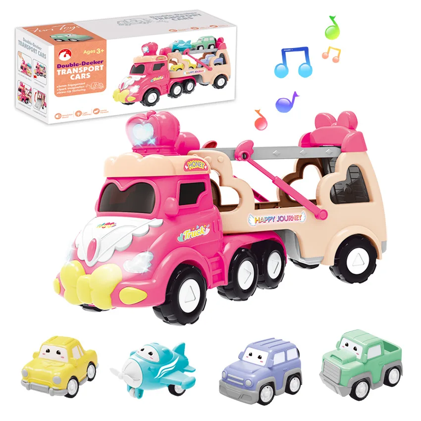 Model Toy Assemble Children's Cartoon Double-Layer Transport Vehicle Inertial Vehicle Model Set Toys Gift B128