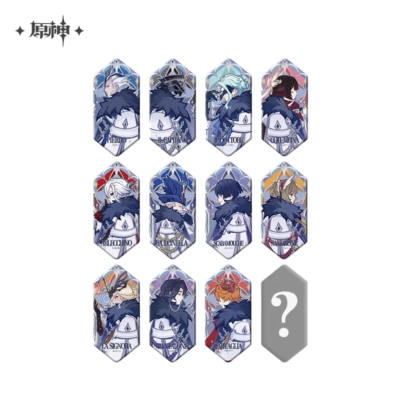 Prevendita Genshin Impact Frost Trace Flame Fatui Pierro Capitano Dottore Columbina Arlecchino Pulcinella Pantalone Badge
