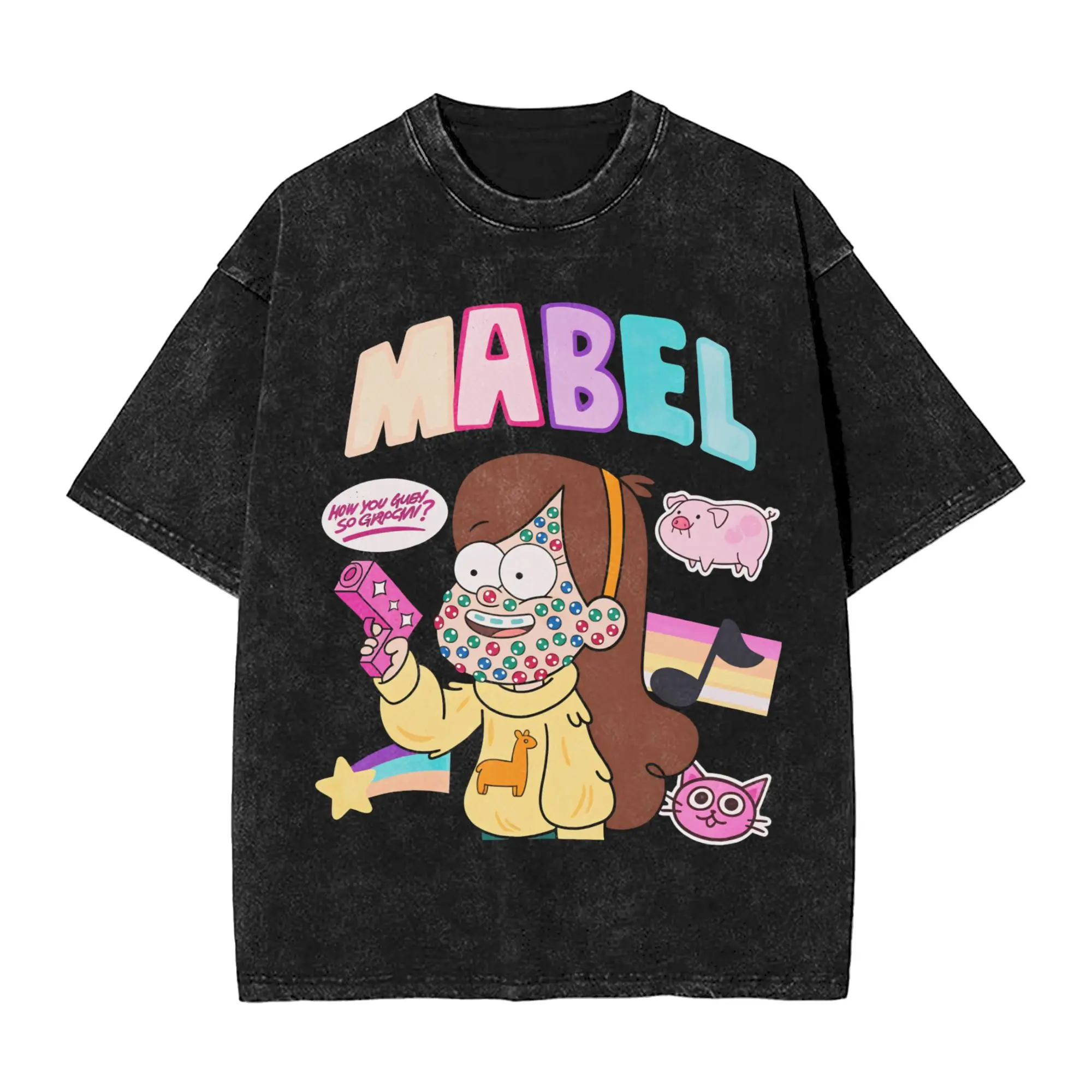 Streetwear Washed T Shirt Gravity Falls Simple T Shirts  Novelty Tshirt for Mens Beach Y2K Basic Casual Top Tees