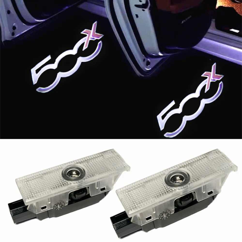 

2PCS Car Door Welcome Light Ghost Shadow Lamp For FIAT 500 500X 500L Logo Led Laser Projector Lights Car Auto Accessories