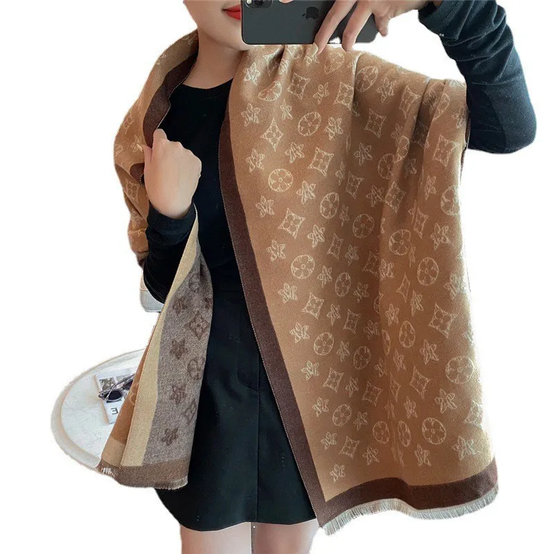 Winter Europe and the United States Imitation Cashmere Winter Explosion Long Outside Shawl Double-sided Warm Scarf 2024 NEW