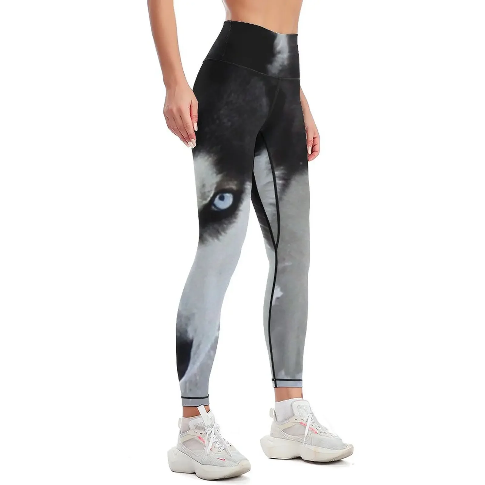 If Looks Could Kill - Black and White Husky Leggings high waist for physical workout clothes for Womens Leggings