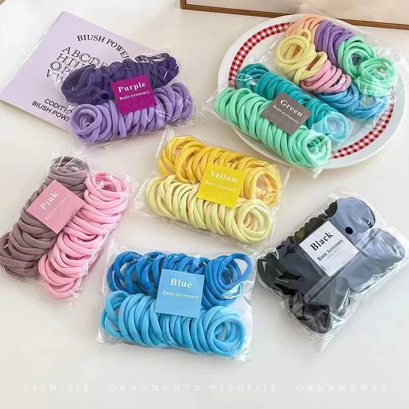 

50PCS/Set Women Girls Basic Hair Bands Simple Scrunchies Elastic Headband Hair Ropes Ties Ponytail Hair Accessories Headwear 4cm