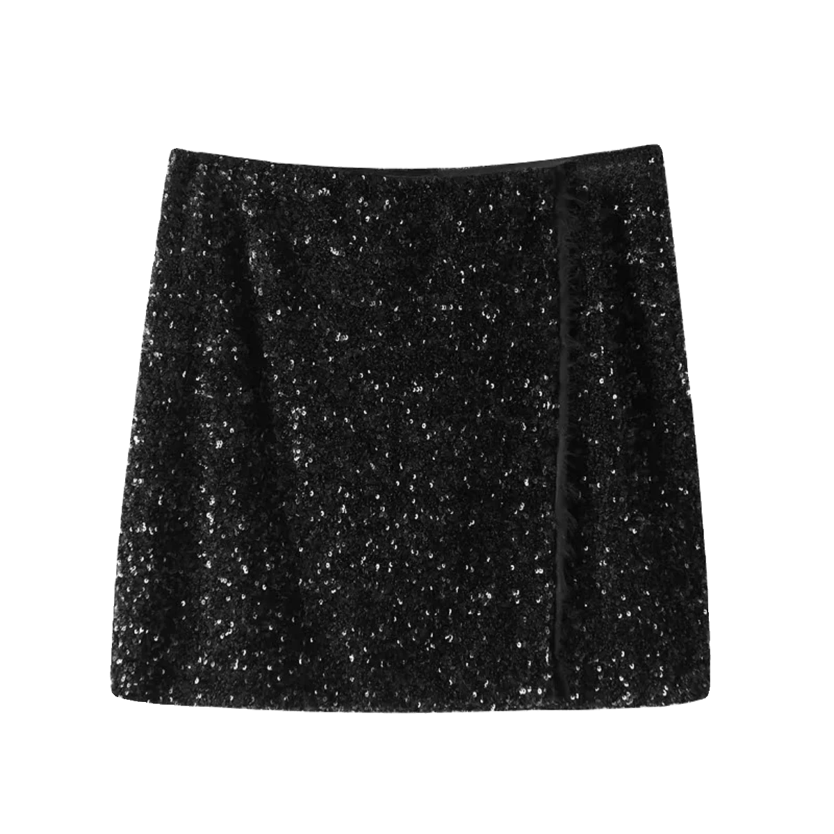 JNLEAOG 秋の新ファッション黒スパンコールミニスカートストリートスタイル女性のポリエステル繊維スタンダードフィットビジネスに適しています