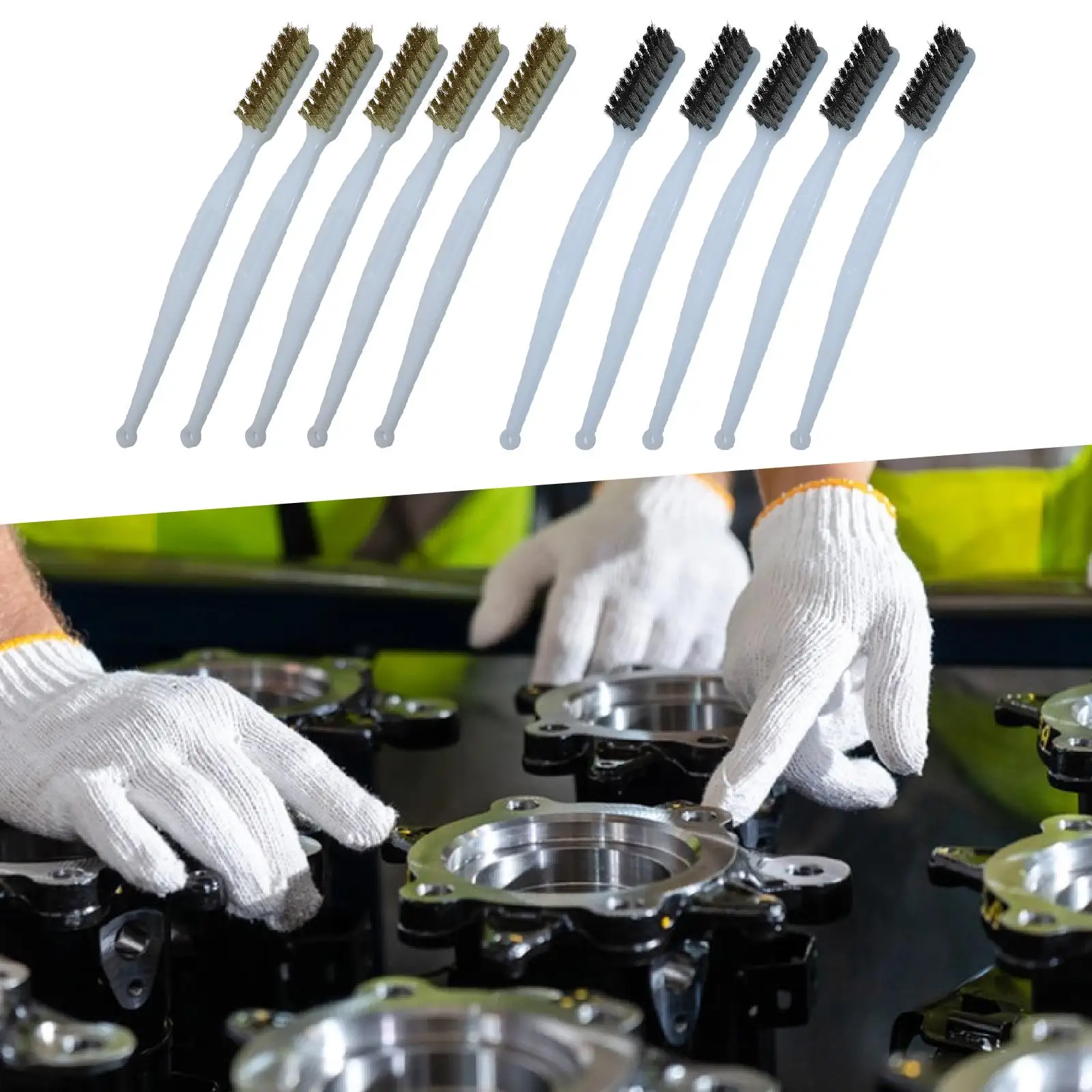 Wire Brush Set Copper Bristles Ergonomic Handle Cleaning Tool Rust Removal Kit for Kitchen Garage Workshop