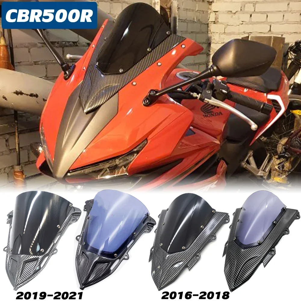 Motorcycle Carbon Fiber Windscreen Windshield For Honda CBR500R 2016 17 18 2019 2020 2021 CBR 500R Wind Deflectors Double Bubble