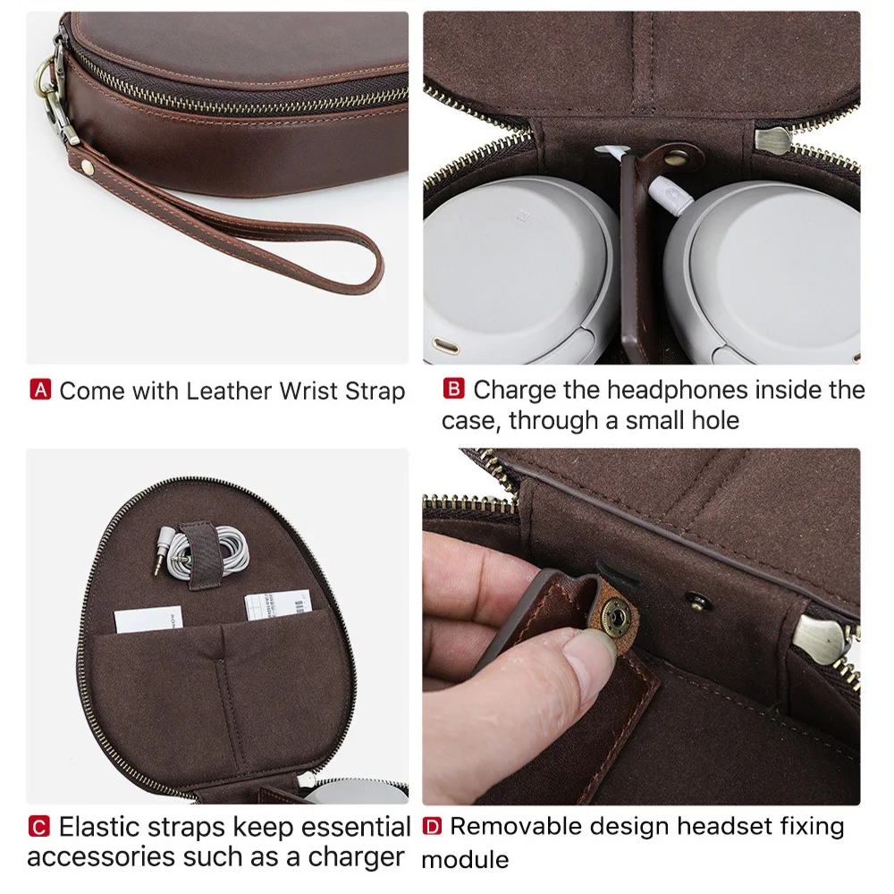 Чехол POYATU из натуральной кожи для Sony WH-1000XM4 WH-1000XM5 WH-1000XM6, сумка для переноски ручной работы из натуральной кожи, сумка-коробка