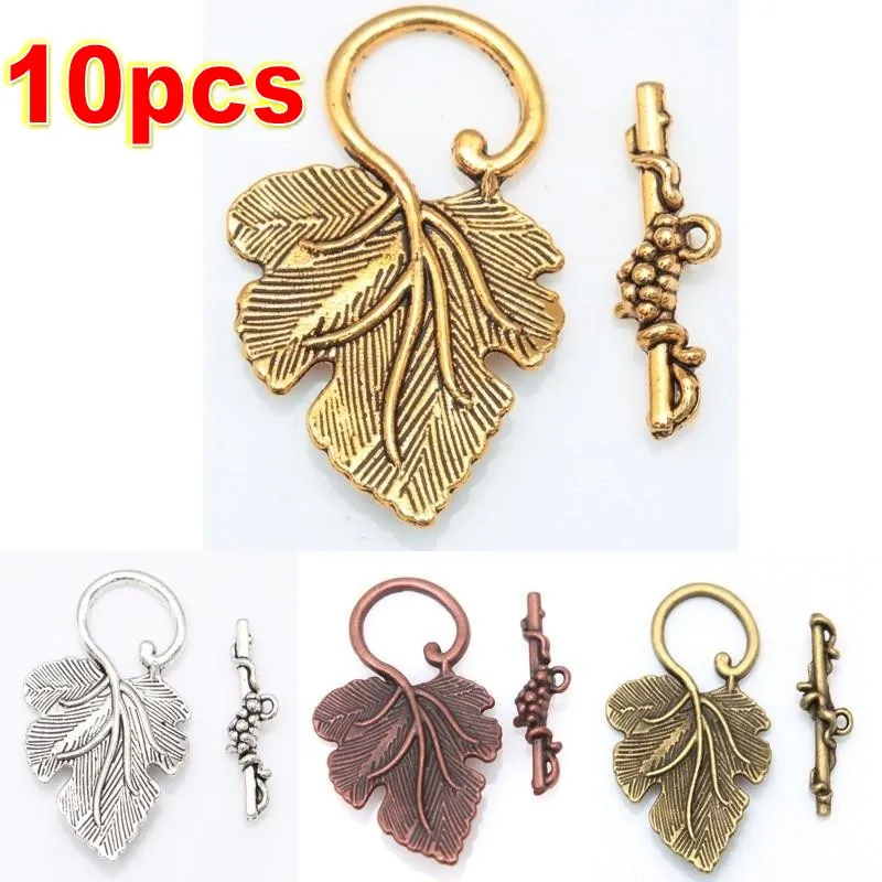 10Pcs Grape Leaf Toggle Clasps Connectors Silver/Gold/Brass for Finding Jewelry Making Diy Bracelet Necklace Wholesale Supply