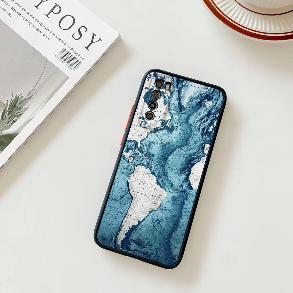 Phone Case For Samsung S21 Plus S24 S23 S22 S20 Ultra A53 A54 A71 A72 A73 A34 A51 A52 World Map Travel Translucent Back Cover