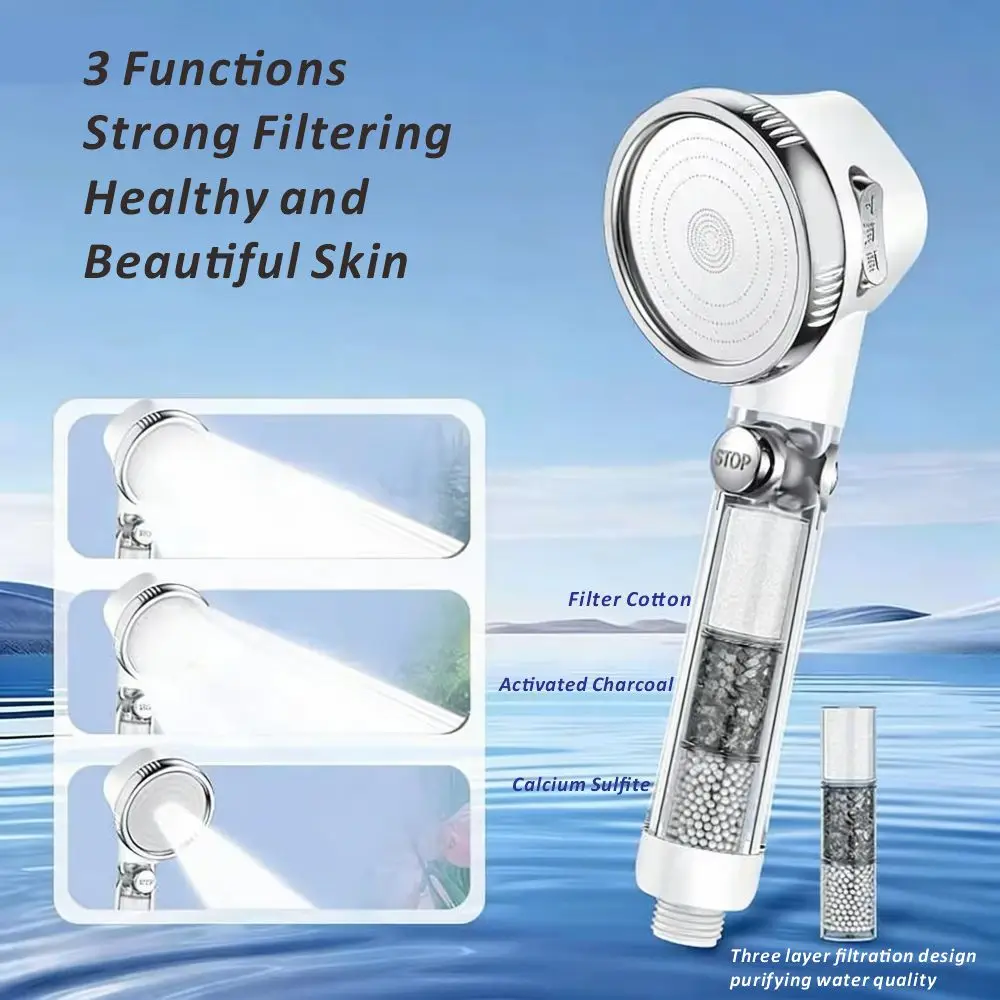 

Strong Filtration Chlorine Removal 3 Modes Shower Head Water Saving Spray Nozzles Big Boost Shower Set Bathroom Accessories