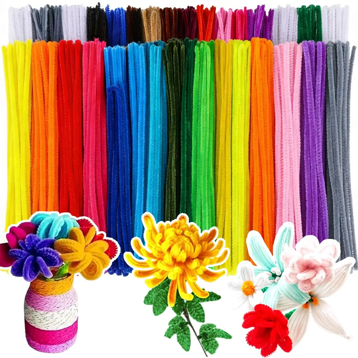 103/203 Stück Pfeifenreiniger Bastelbedarf 30 cm Multi Zufällige Farben 30 Farben Bastelpfeifenreiniger Großpackung für DIY-Kunst ZSY