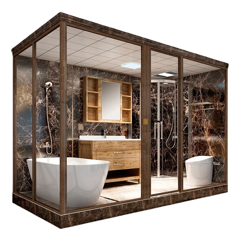 Luxury Prefabricated Bathroom, Ready Made Complete Unit, Integrated Bath with Bathtub, Modern Design
