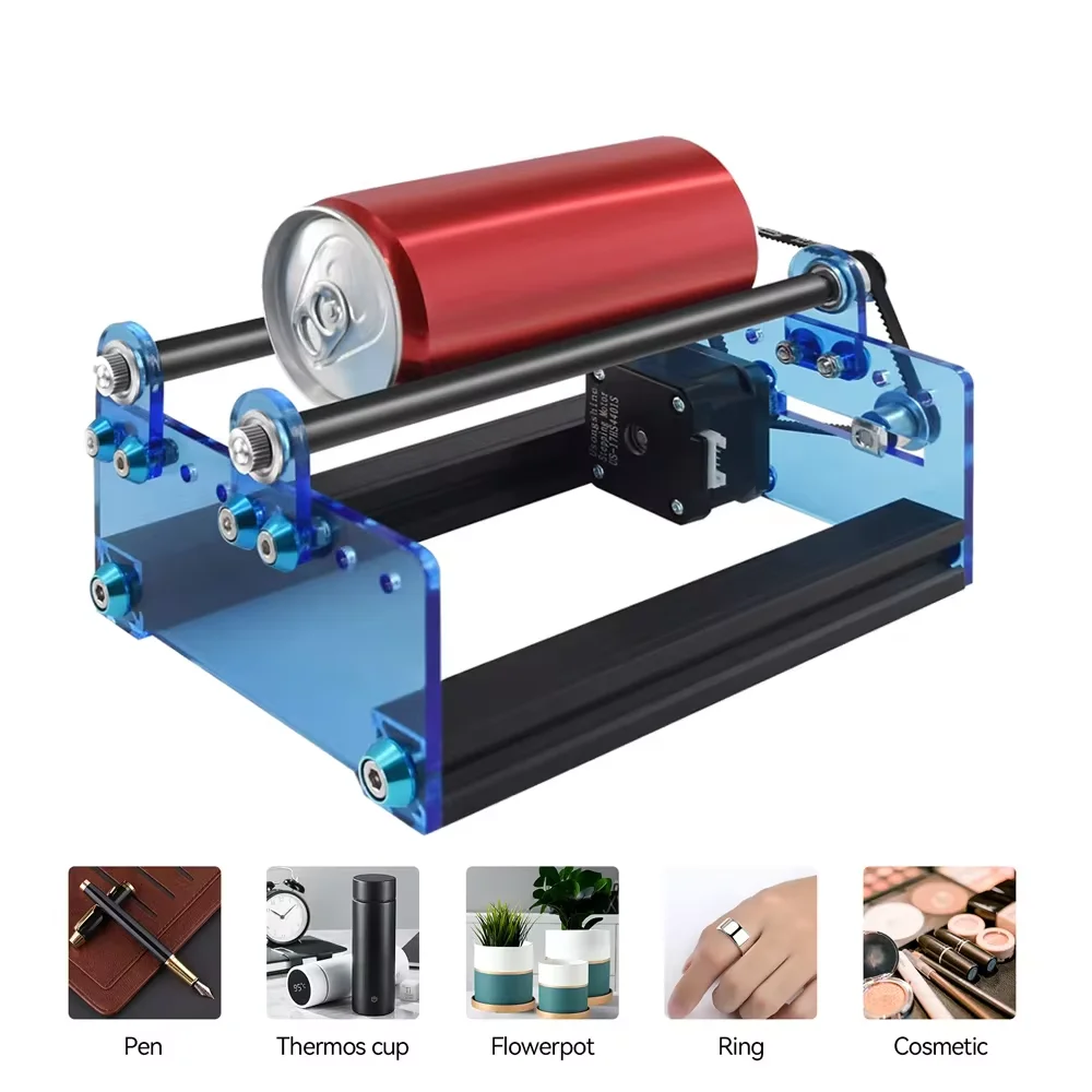 TWOTREES Laser Engraver Y-axis Rotary Roller 360° rotating Heightening Footrest For Laser Engraving Extra Long Objects Cans