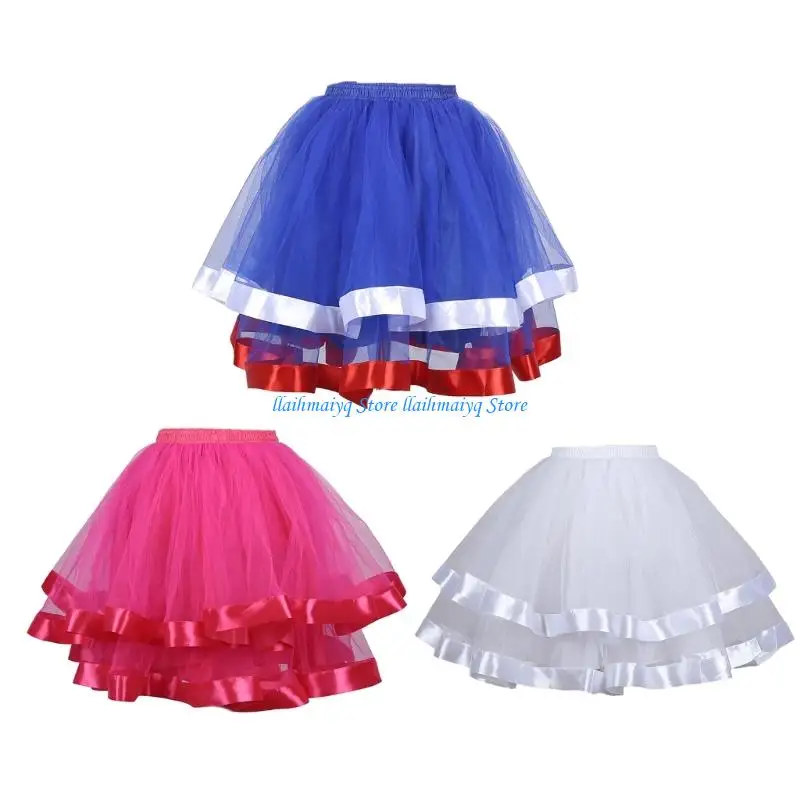 

573B Women Layered Pleated Tulle Skirt Dance Tutus Skirt Bubble Skirt Ballet Skirt