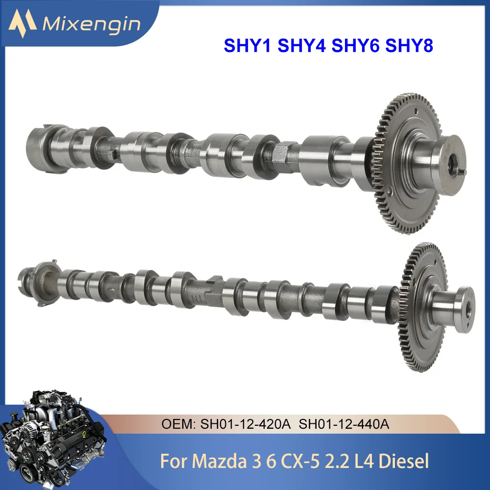 Комплект распределительного вала впускного и выхлопного вала двигателя подходит для Mazda 2.2 L4 Diesel SHY1 SHY4 SHY6 SHY8 для 12-19 Mazda 3 6 CX5 2.2T SH0112420A SH0112440A