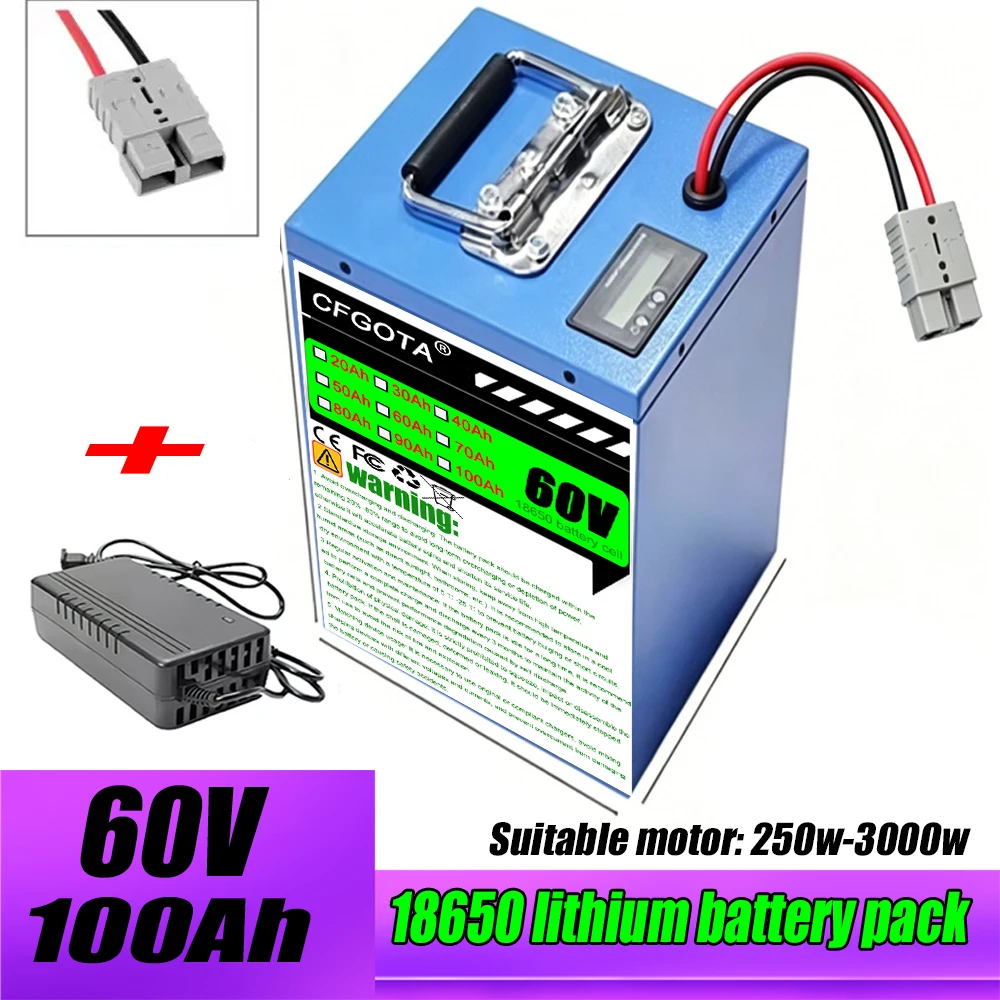 

Air fast transportation New Full Capacity Power 18650 Lithium Battery 60V 20Ah-100Ah Lithium Battery Pack Suitable for 250-3000W