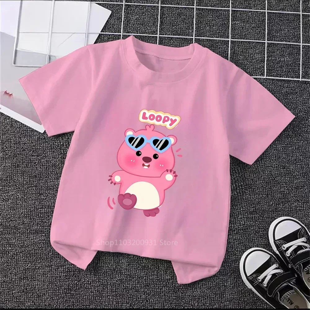 Stylish Korean Loopy Cartoons on T-shirts! Cool, Casual Shortsleeve Tops for Kids, Ideal Gifts for Birthday Celebrations