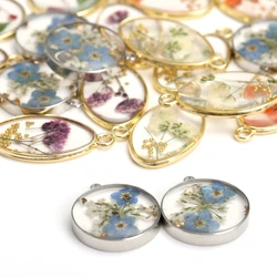 2Pcs Pressed Flat Natural Forget-Me-Not Dried Flower Daisy Petal Resin Charms Pendants for Jewelry Making Earring Findings
