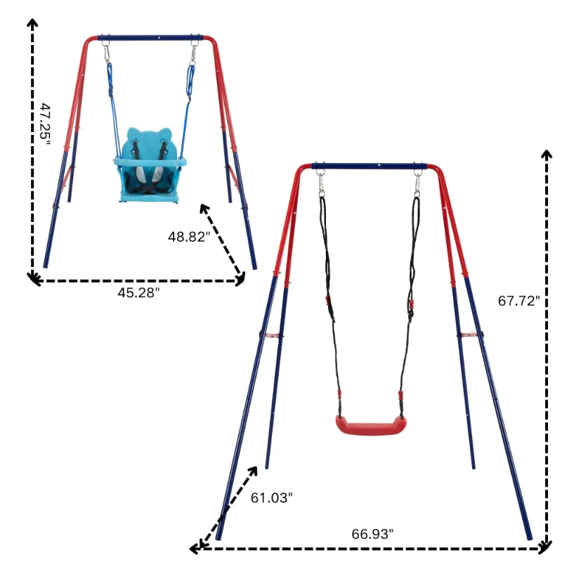 Set altalena per bambini 2 in 1, divertente altalena per parco giochi all'aperto, adatta per bambini dai 3 anni in su