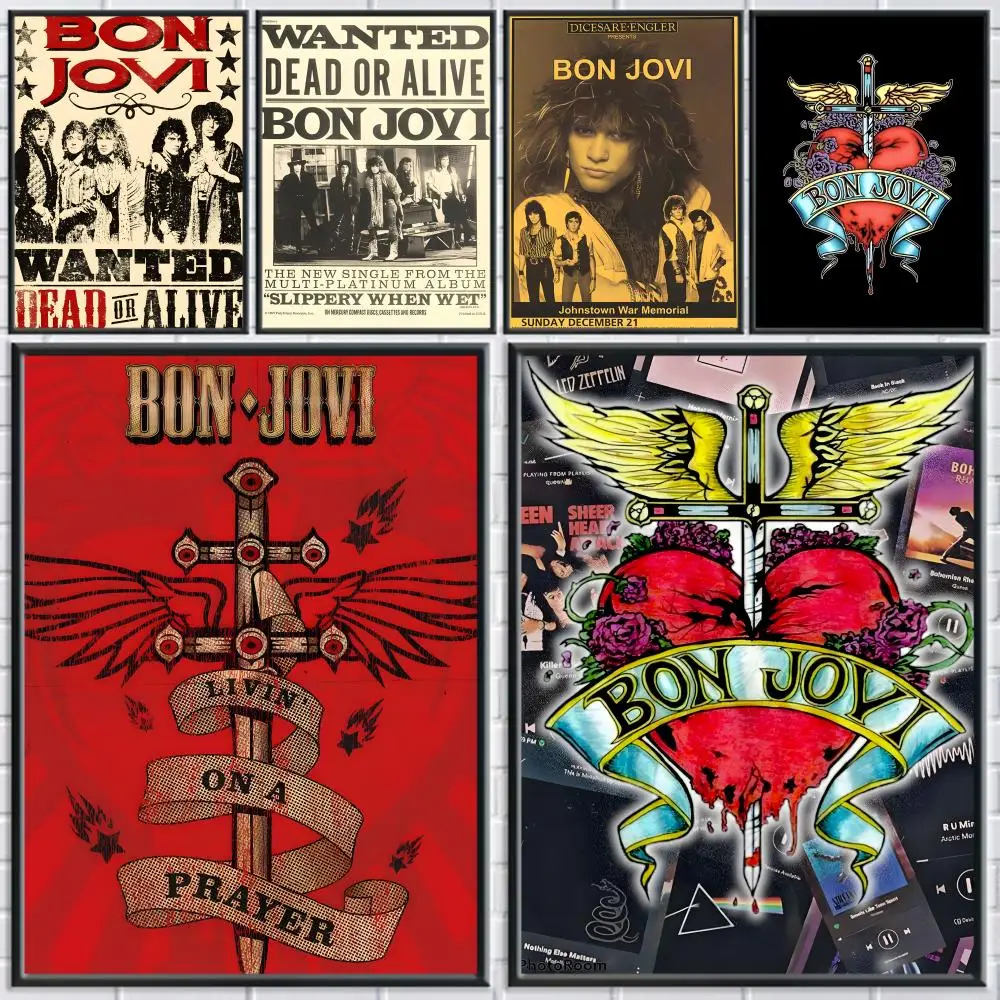 Bon J-Jovi Poster-Aufkleber, HD-Gemälde, selbstklebende Kunst für Schlafzimmer, Wohnzimmer, Heimdekoration, moderne Wandaufkleber, Geschenk