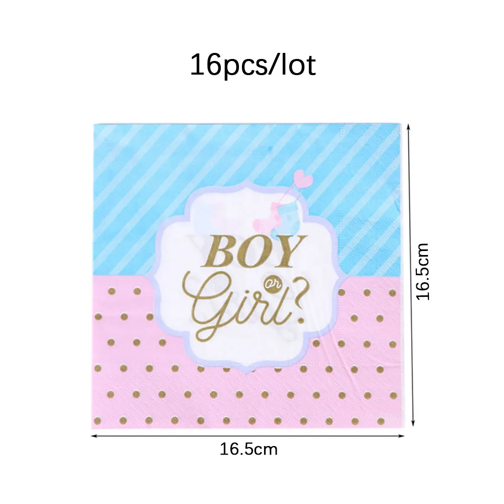 فتاة لصبي أدوات المائدة القابل للتصرف الجنس تكشف ورق للاستعمال مرة واحدة كأس لوحة راية مفرش المائدة للجنسين تكشف ديكور الحفلات