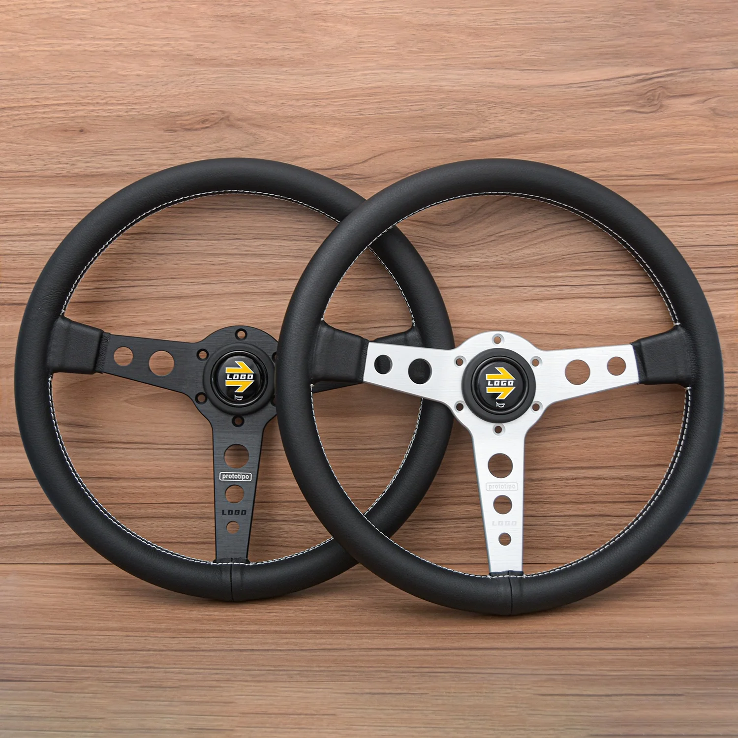 

14Inch MO Motorsport Prototipo Steering Wheel 350MM Classic Racing Sports Car Leather Steering Wheel PC-ST66