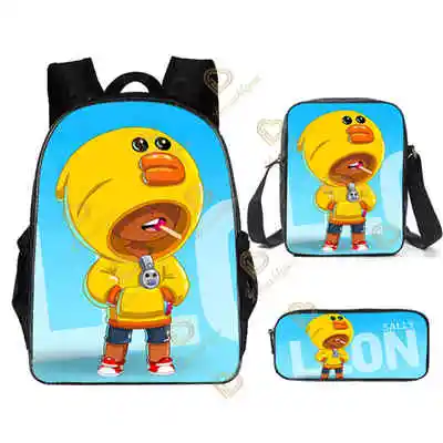 Adisputent 3pcs Bag Set Boys Schoolbags Kid Leon School Backpack Boy Bookbag Student Schoolbag Kid Pen Pencil Bag Back To School