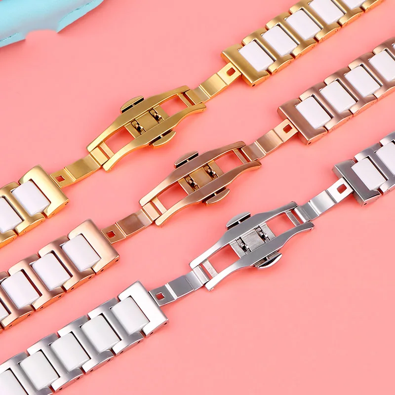 Pasek ceramiczny z karbowanym 20*12mm do zegarka MK damska gwieździste niebo seria Parker MK5896 ceramiczna bransoletka na rękę dla Folli Follie