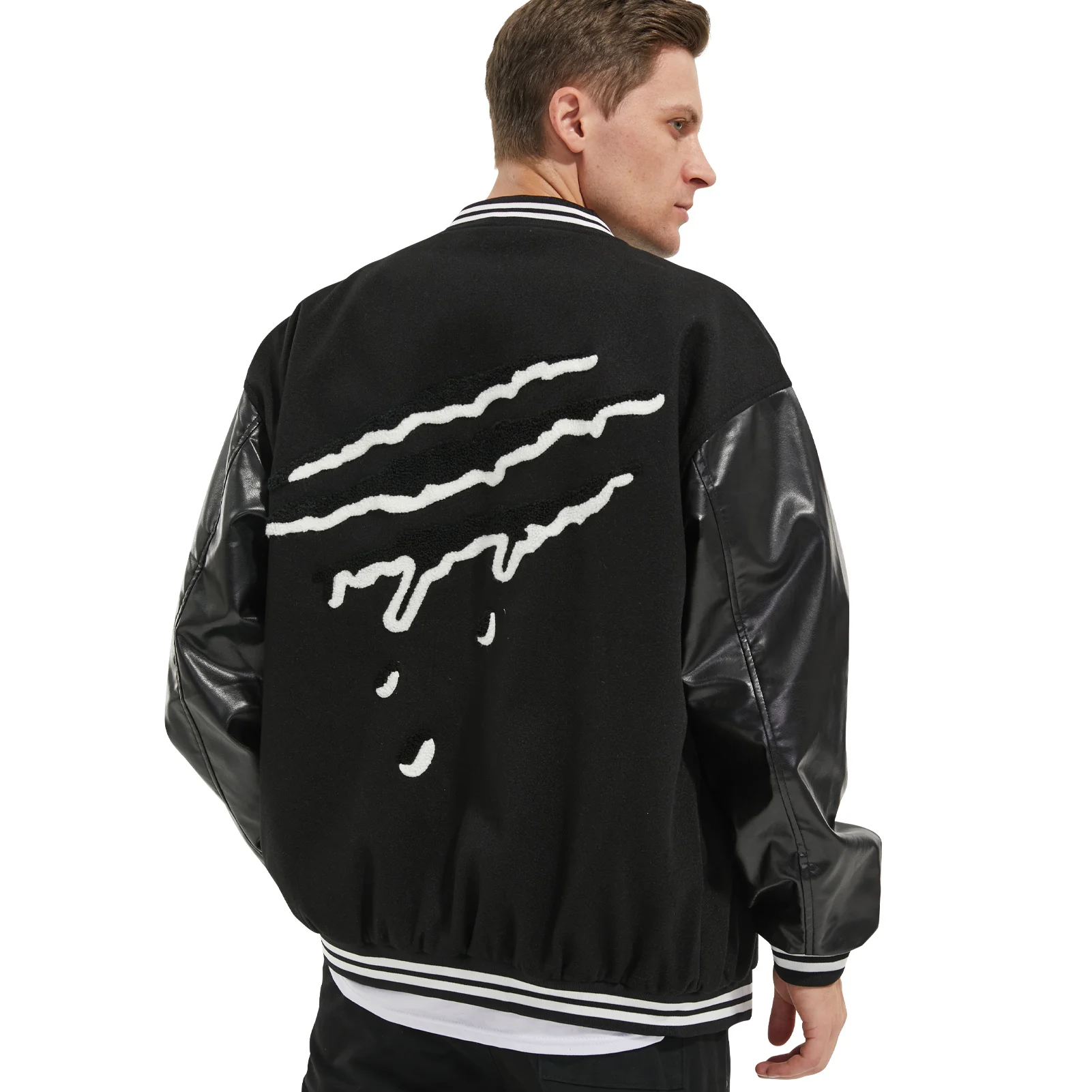 

Mens Varsity College Jacket Baseball Bomber Jacket Vintage Sweatshirt Casual Unisex Streetwear Coats