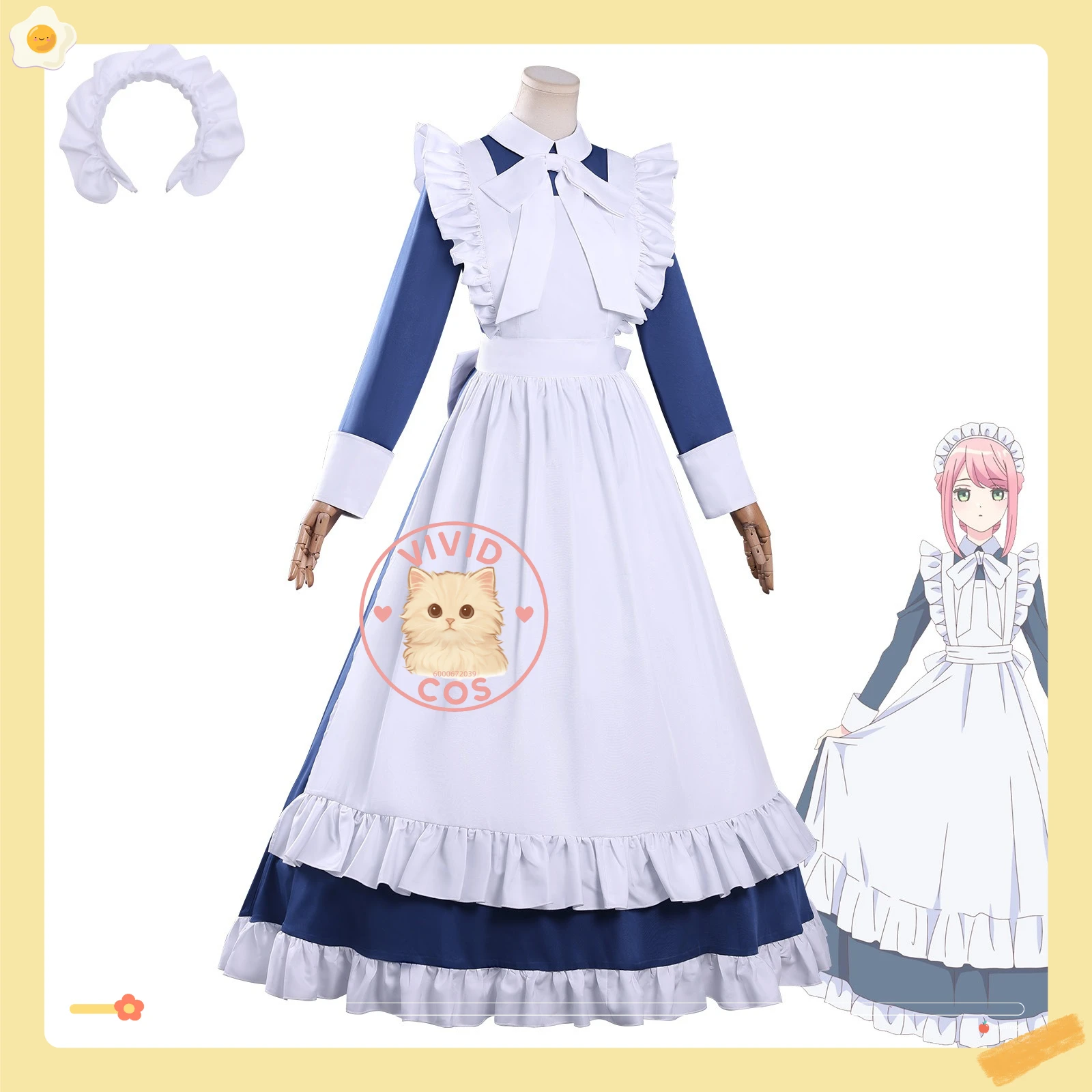 

Newly Mechanical Marie Cosplay Costume Anime Marie Role Playing Outfit Blue and White Maid Dress for Women Comic Con Party Suits