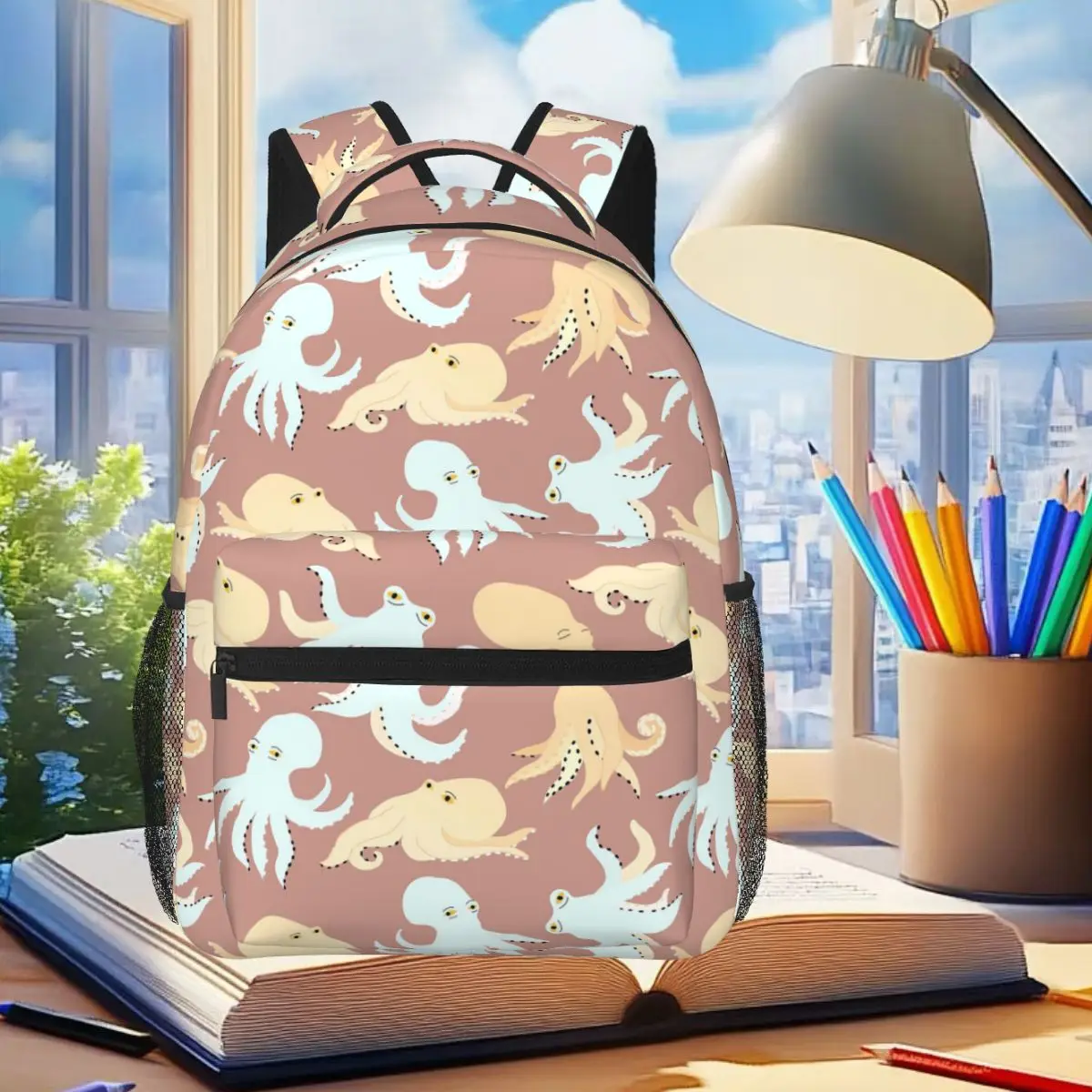 

Octopuses In Hand-drawn Style Student Backpack School Bag Hiking Travel Daypack for Men Women Fashion Bookbag Shoulder Bags