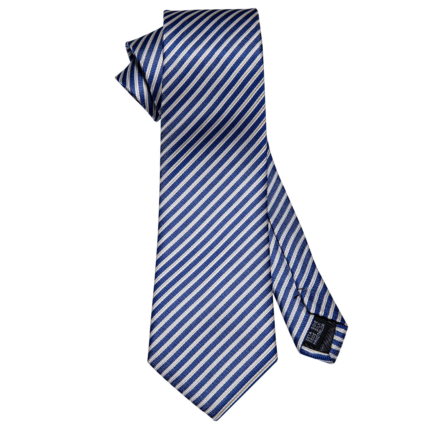 디자이너 남성용 타이 자카드 넥타이 포켓 스퀘어 커프스 링크 세트 남성용 웨딩 비즈니스 파티 선물용 블루 스트라이프