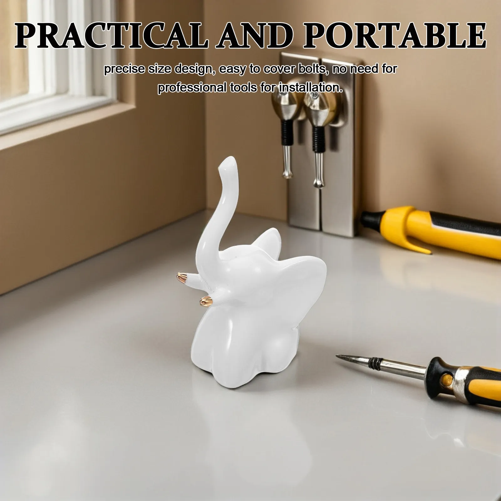 4Pcs White Ceramic Elephant Toilet Bolt Covers Decorative Floor Bolt Caps Bathroom Kitchen Decor Animal Shape Ceramic Screw